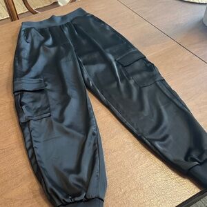Rachel Zoe Black Satin Jogger Pants